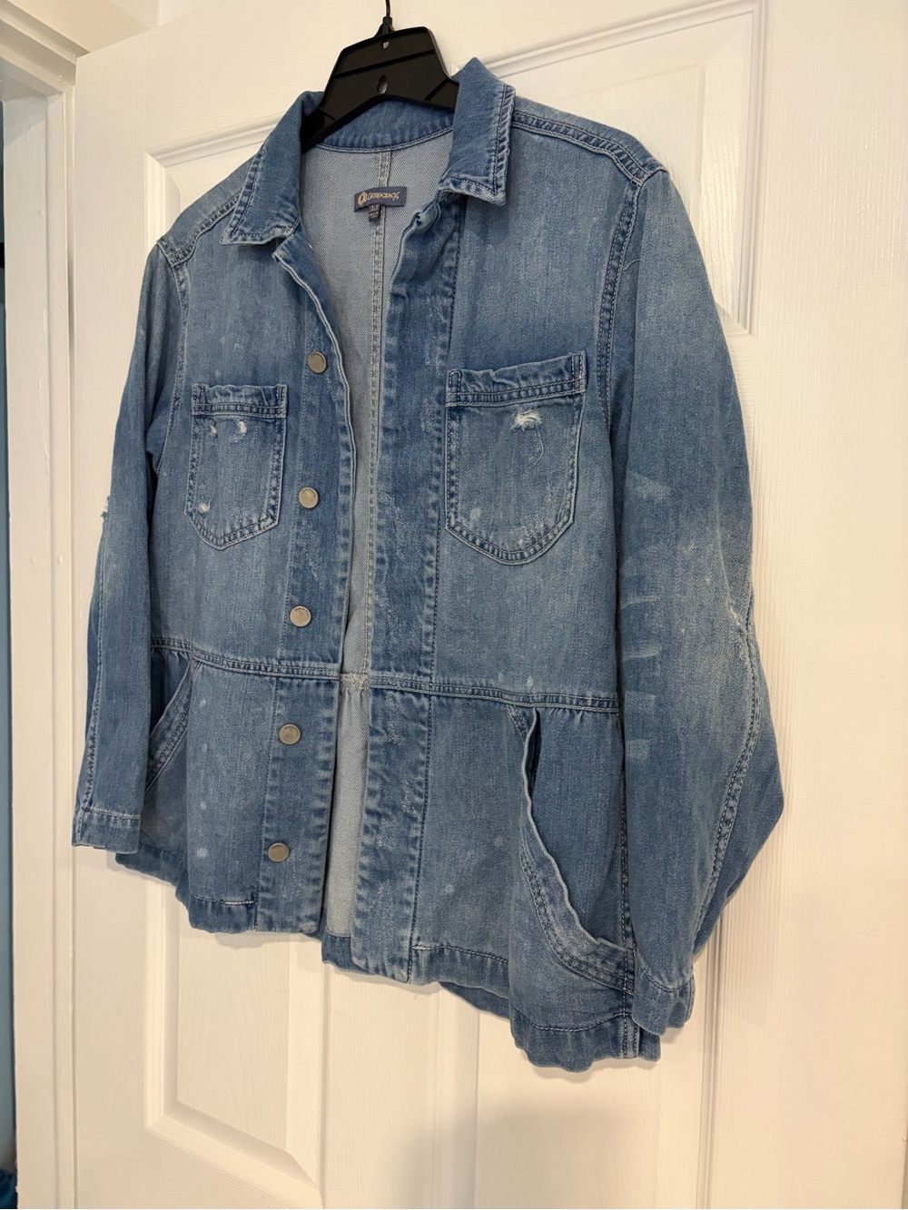 Democracy Light Blue Denim Jacket with Front Pockets and flutter back XS